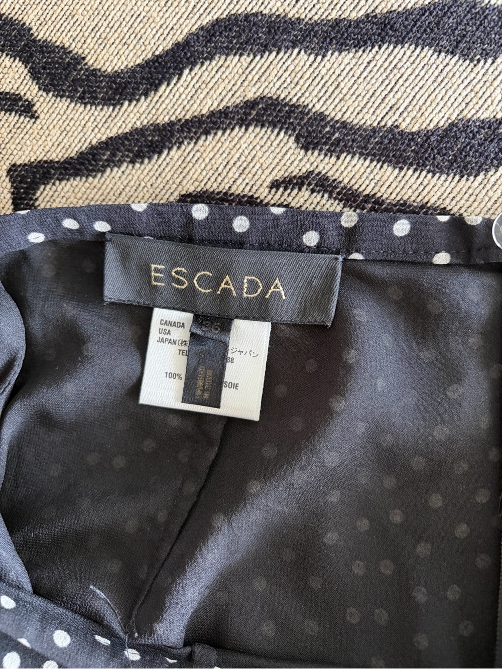 Escada Black and White Polka Dot Midi Skirt with Ruffles - Picture 6 of 7